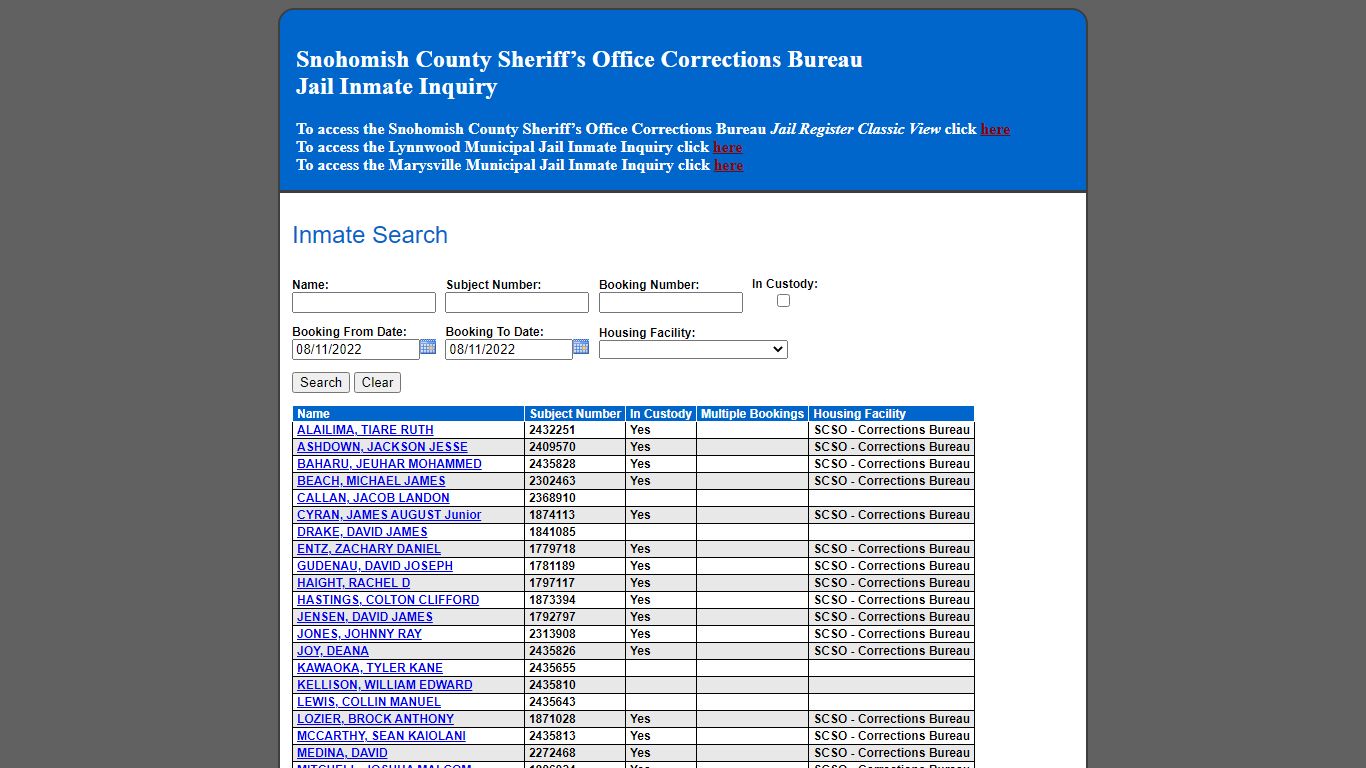 Inmate Search - Snohomish County, Washington Inmate Portal